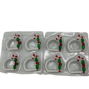Napkin Rings Candy Cane Christmas Porcelain Set Of 8 Holiday Table Fun Canes